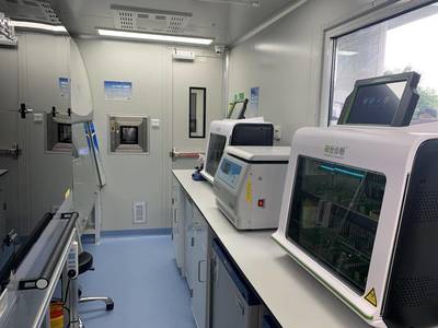 国内首个标准集装箱尺寸的p2+核酸检测移动实验室投用:缩短2小时日测两百份